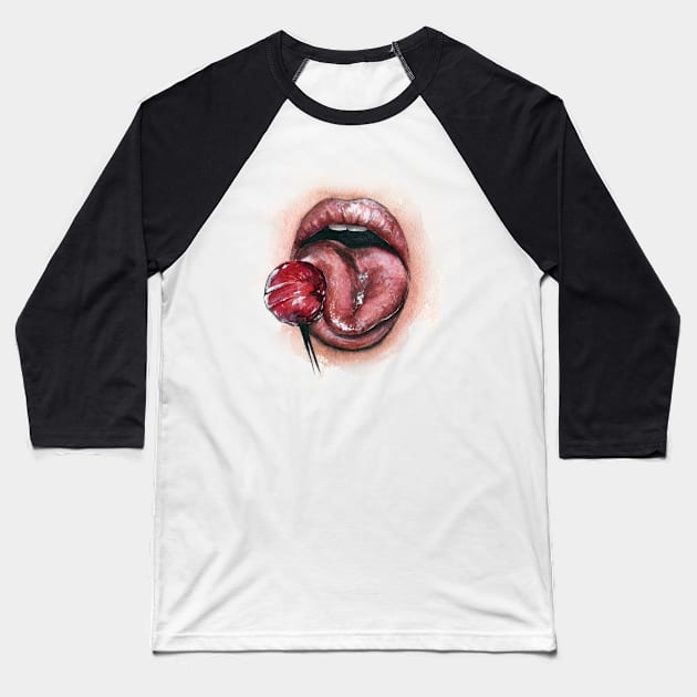 Lips Baseball T-Shirt by Kira Balan